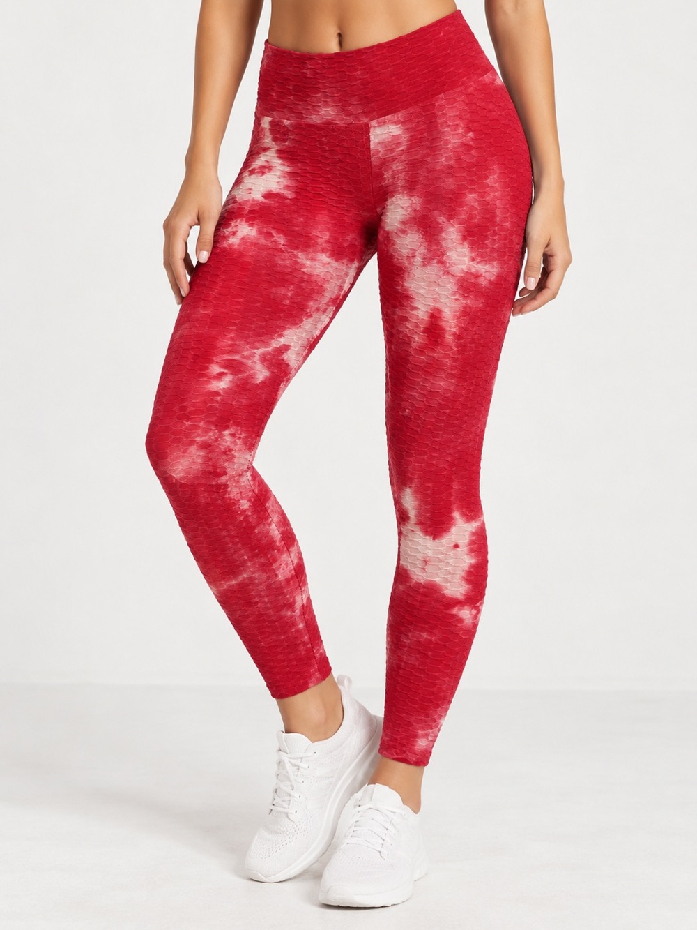 Pink Tie-Dye Scrunch Butt-Lifting Compression High Waisted Textured Leggings